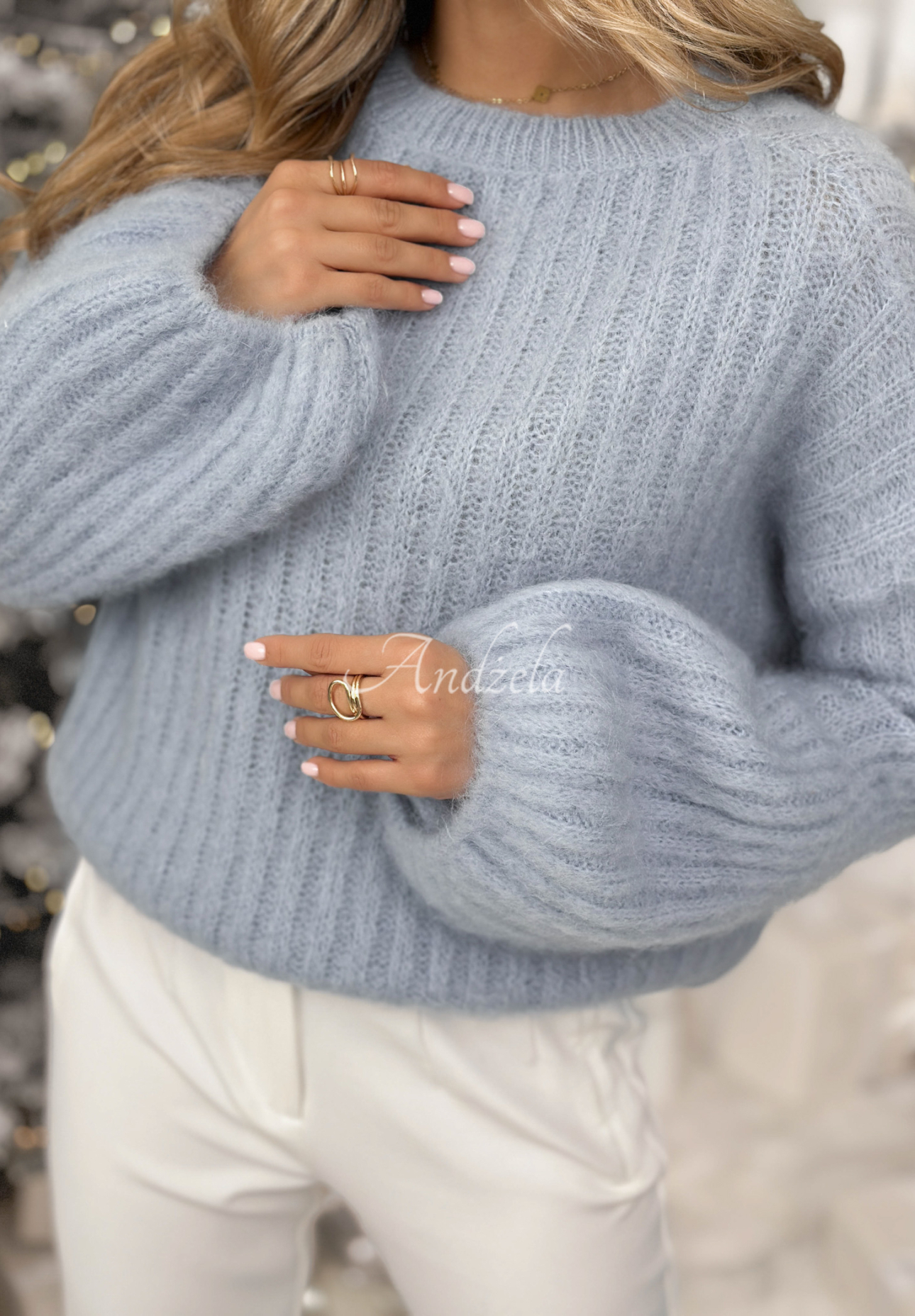 Mohairpullover mit weiten Ärmeln Better Than That Himmelblau