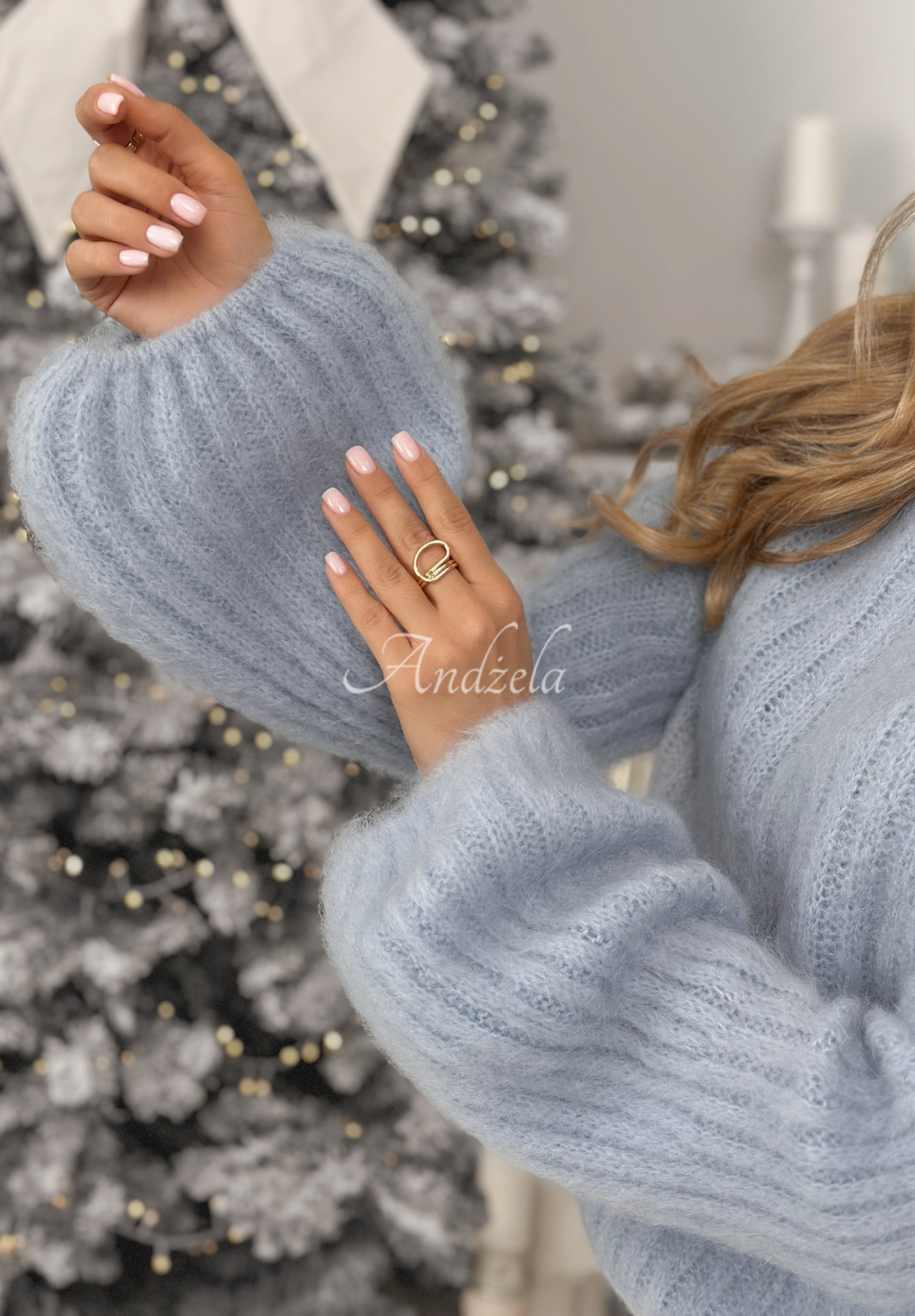 Mohairpullover mit weiten Ärmeln Better Than That Himmelblau