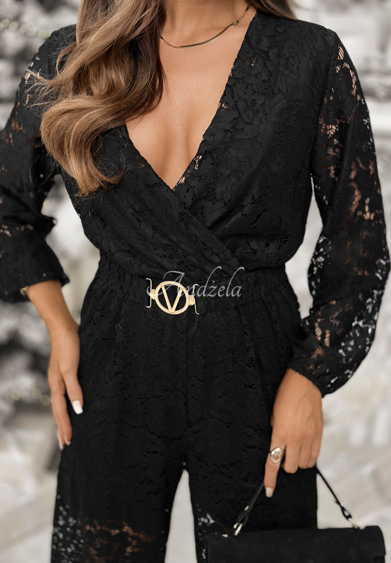 Spitzenoverall mit Gürtel Back To You Schwarz