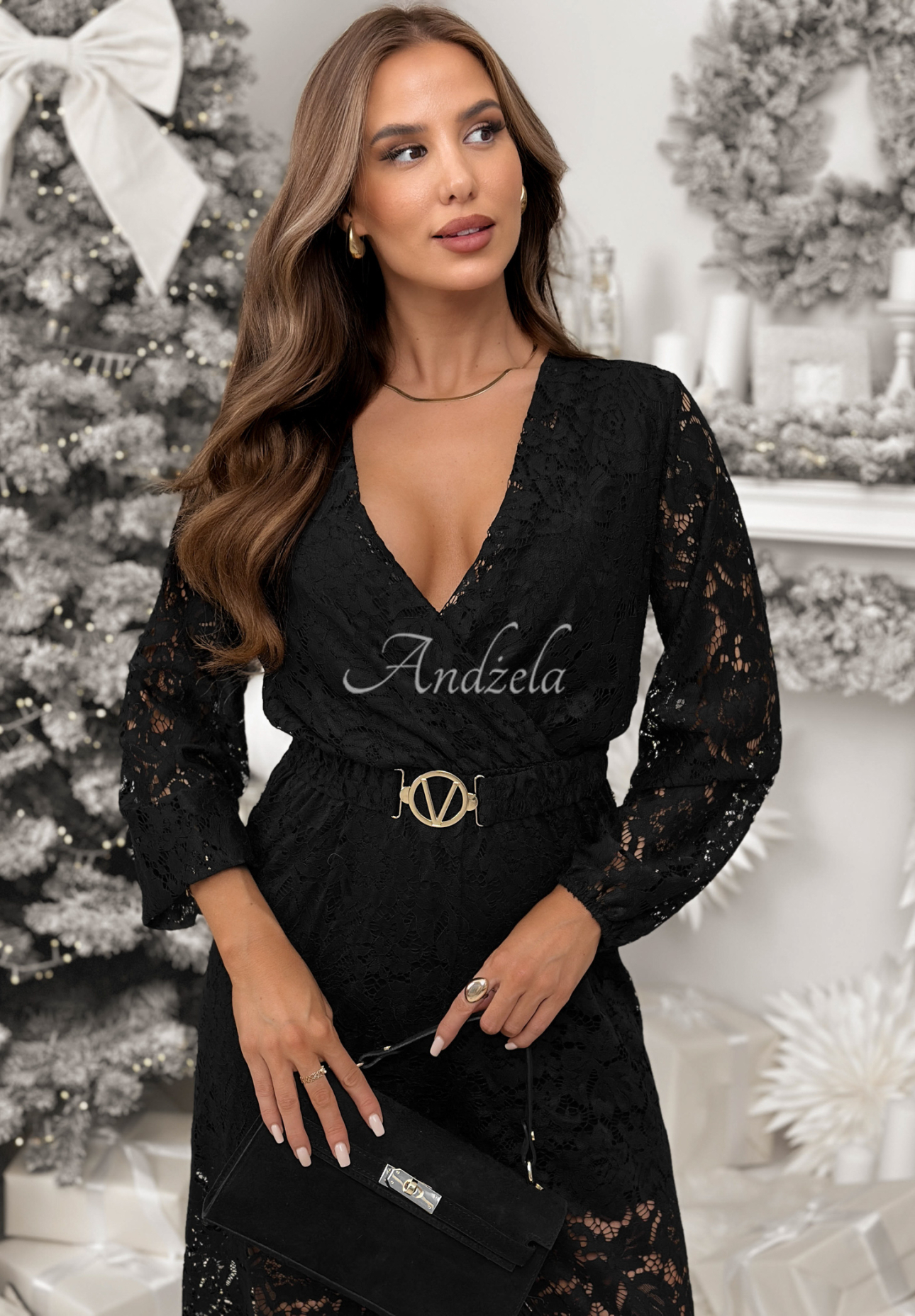 Spitzenoverall mit Gürtel Back To You Schwarz