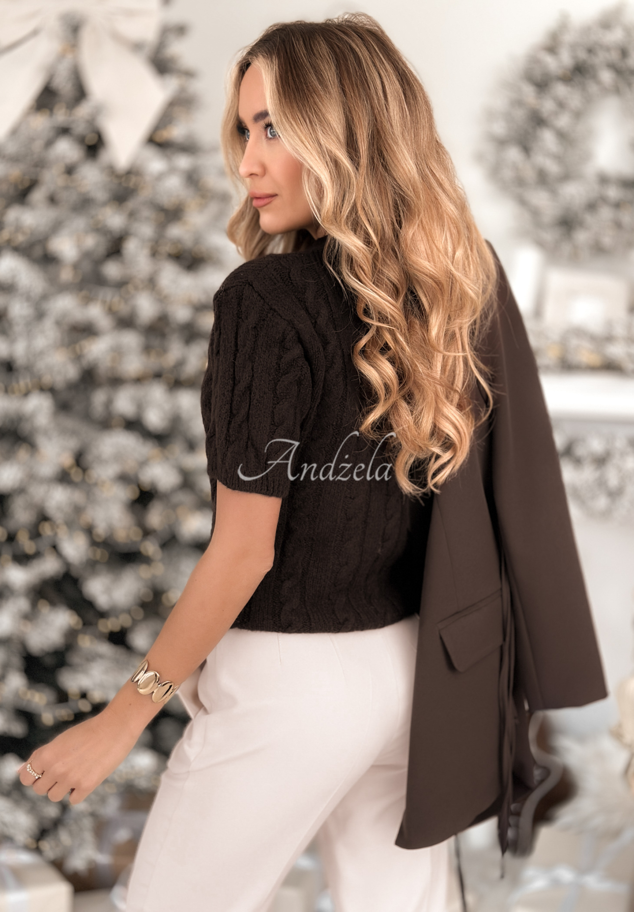 Pullover mit dekorativem Strickmuster, Wolle und Alpaka Miss Me Schokoladenbraun