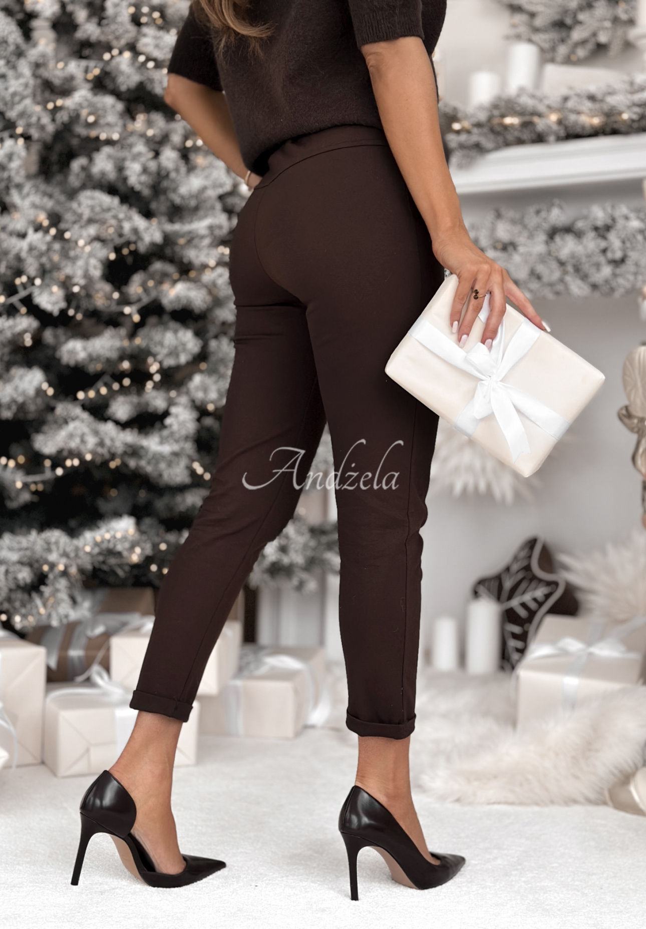 Viskose-Hose mit Gürtel Alone We Can Schokoladenbraun