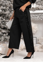 Sweat Set Sweatshirt i Hose z cekinowymi lampasami Nothing To Do Schwarz