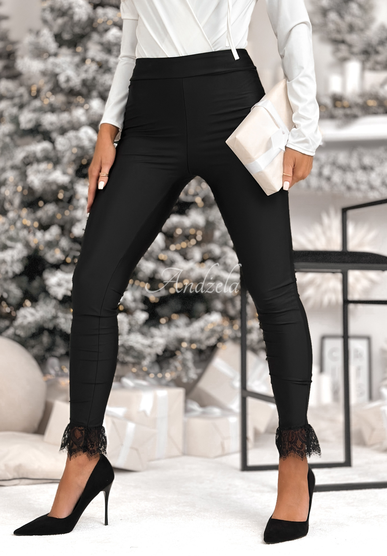 Leggins mit Spitze Value Of Life Schwarz