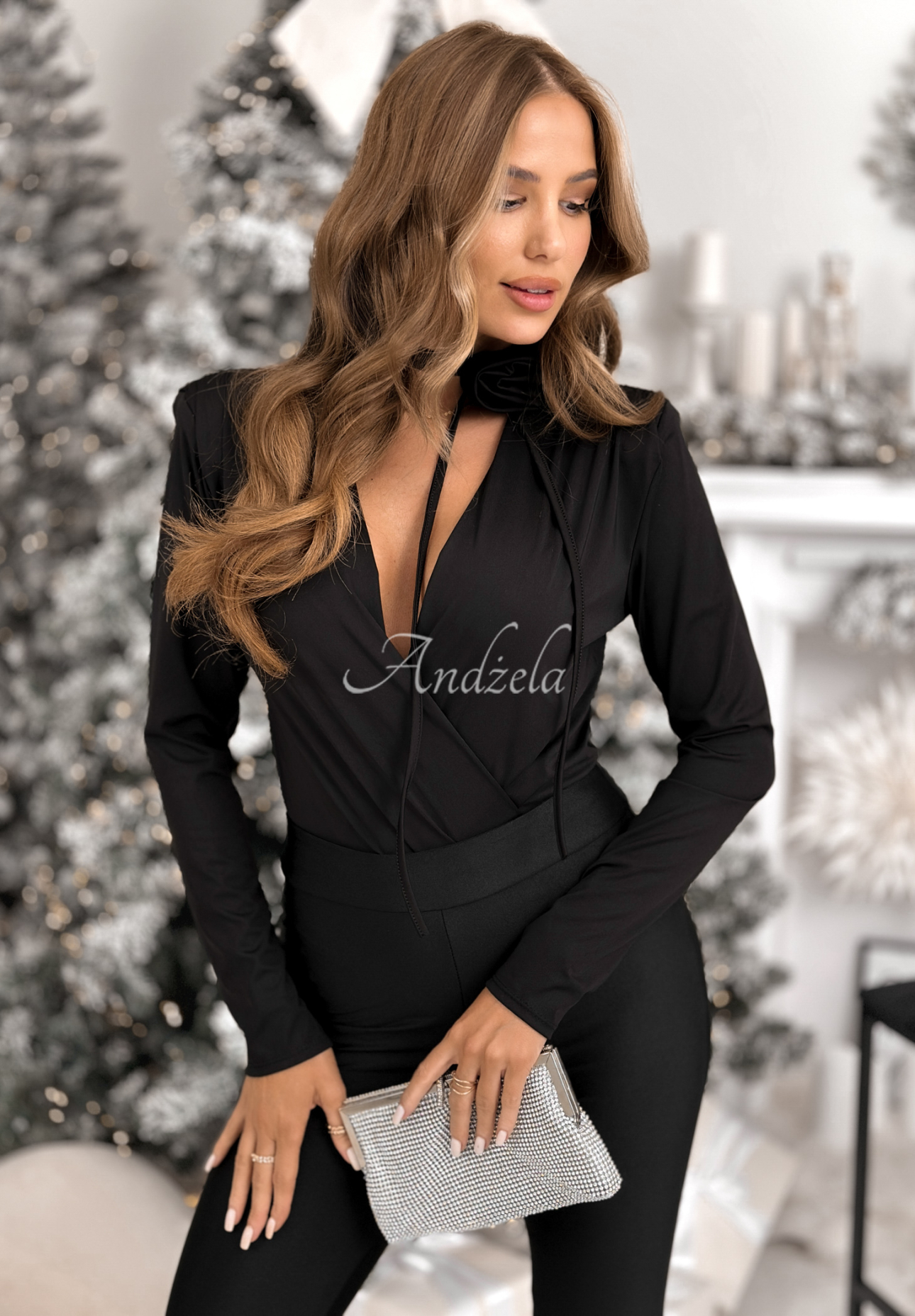 Body mit Choker und Rose Symphony Of Style Schwarz