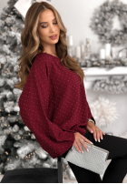 Bluse z kokardą i kryształkami The Stars Twinkle Burgunderrot