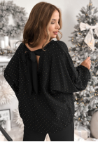 Viskose-Bluse mit Schleife und Kristallen The Stars Twinkle Schwarz