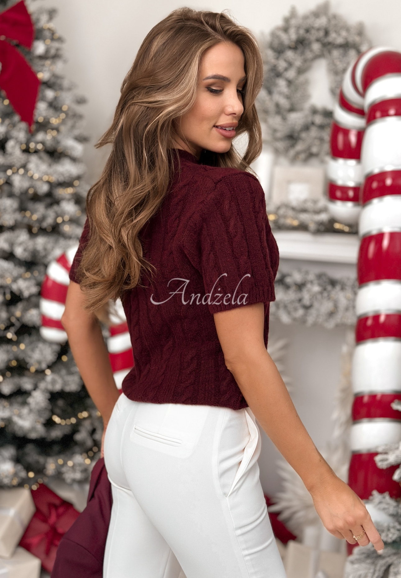 Pullover mit dekorativem Strickmuster, Wolle und Alpaka Miss Me Burgunderrot