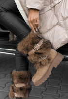 Wildleder-Stiefeletten mit Fellimitat North Pole Escape Beige