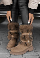 Wildleder-Stiefeletten mit Fellimitat North Pole Escape Beige