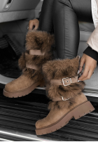 Wildleder-Stiefeletten mit Fellimitat North Pole Escape Beige