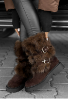 Wildleder-Stiefeletten mit Fellimitat North Pole Escape Schokoladenbraun