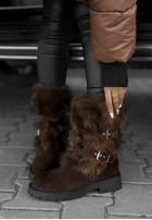 Wildleder-Stiefeletten mit Fellimitat North Pole Escape Schokoladenbraun