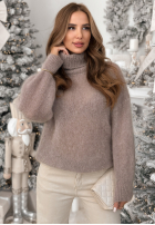 Pullover z golfem Fireplace Stories Beige