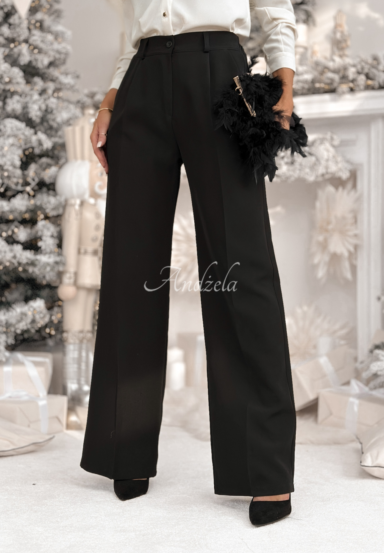 Elegante Hosen wide leg A Minute Ago Schwarz