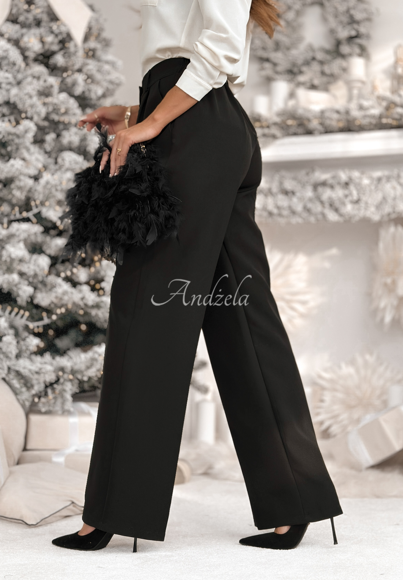 Elegante Hosen wide leg A Minute Ago Schwarz