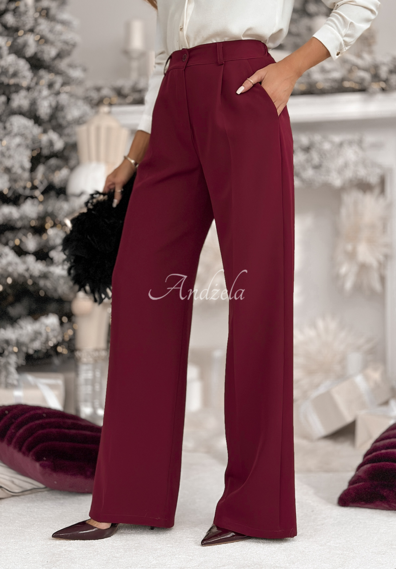 Elegante Hosen wide leg A Minute Ago Burgund