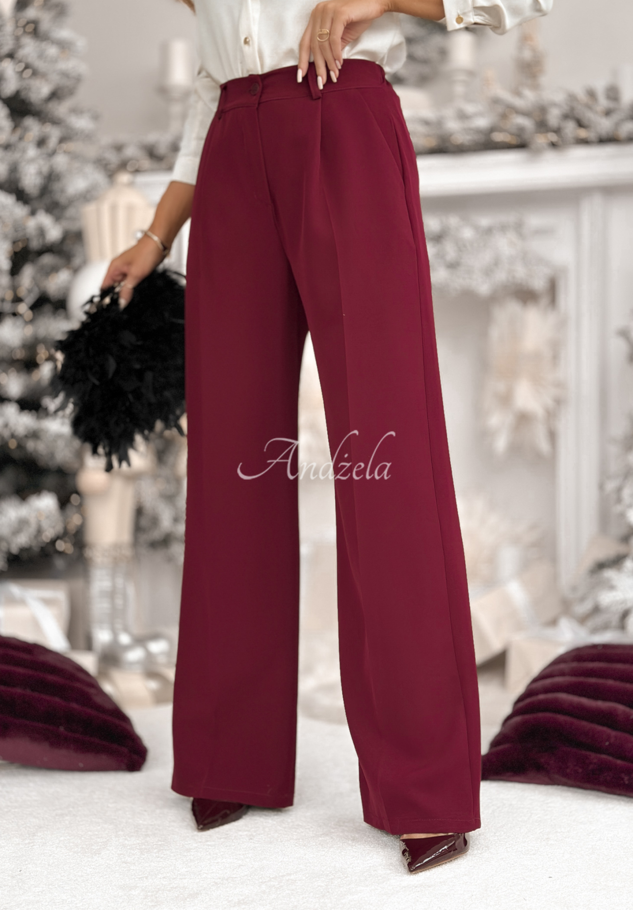 Elegante Hosen wide leg A Minute Ago Burgund