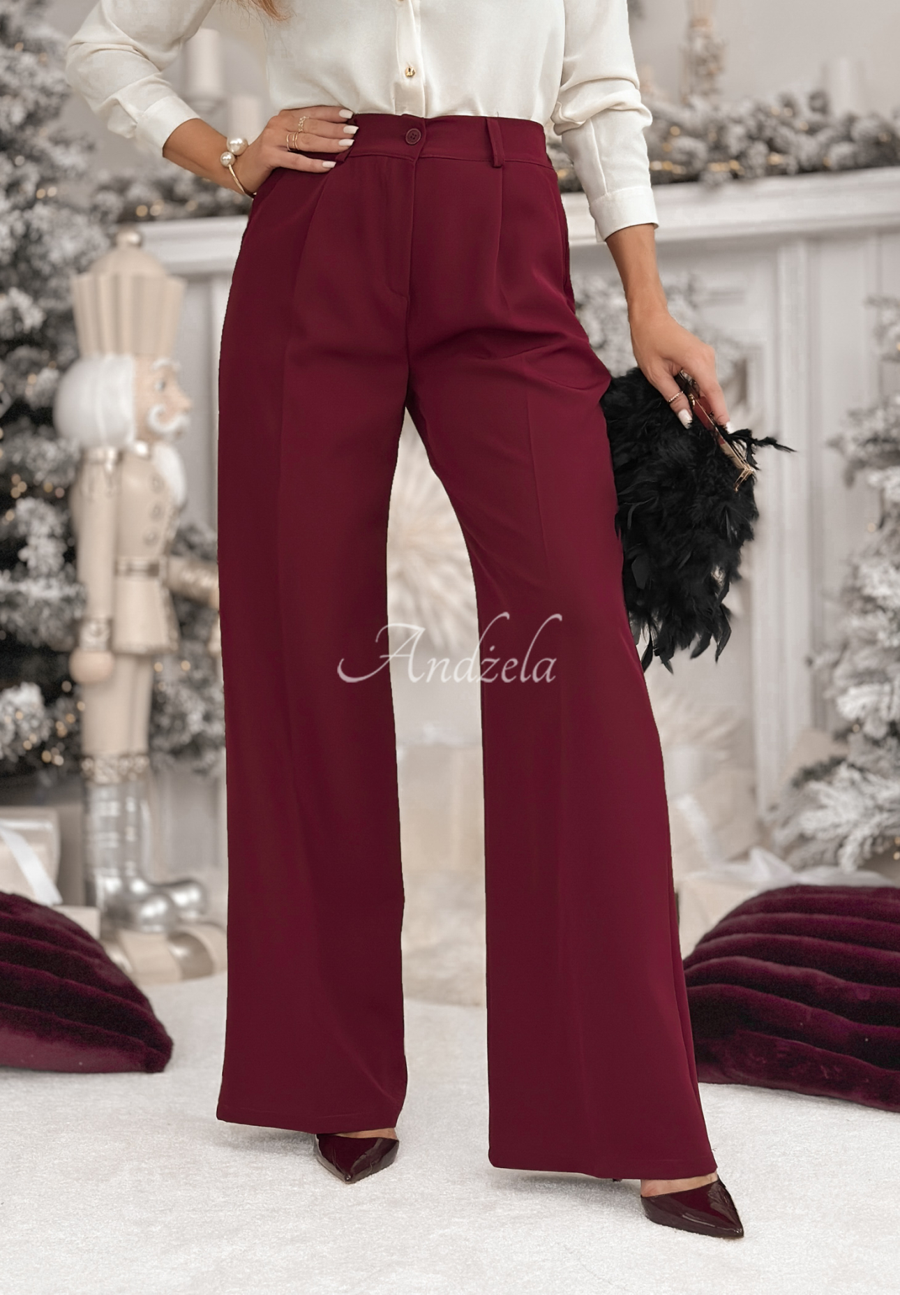 Elegante Hosen wide leg A Minute Ago Burgund