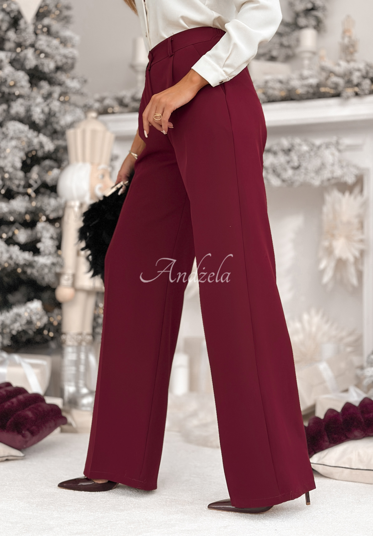 Elegante Hosen wide leg A Minute Ago Burgund