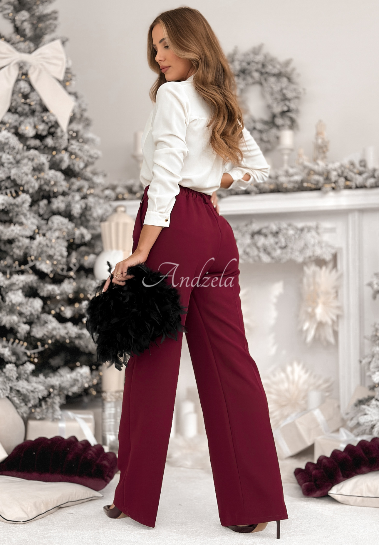 Elegante Hosen wide leg A Minute Ago Burgund