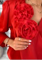 Kopertowa Bluse z różami Rosette Rot