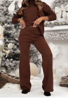 Dzianinowy Set Pullover i Hose wide leg January Snow Schokoladenbraun
