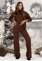 Dzianinowy Set Pullover i Hose wide leg January Snow Schokoladenbraun