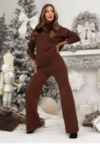 Dzianinowy Set Pullover i Hose wide leg January Snow Schokoladenbraun