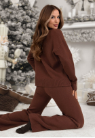 Dzianinowy Set Pullover i Hose wide leg January Snow Schokoladenbraun