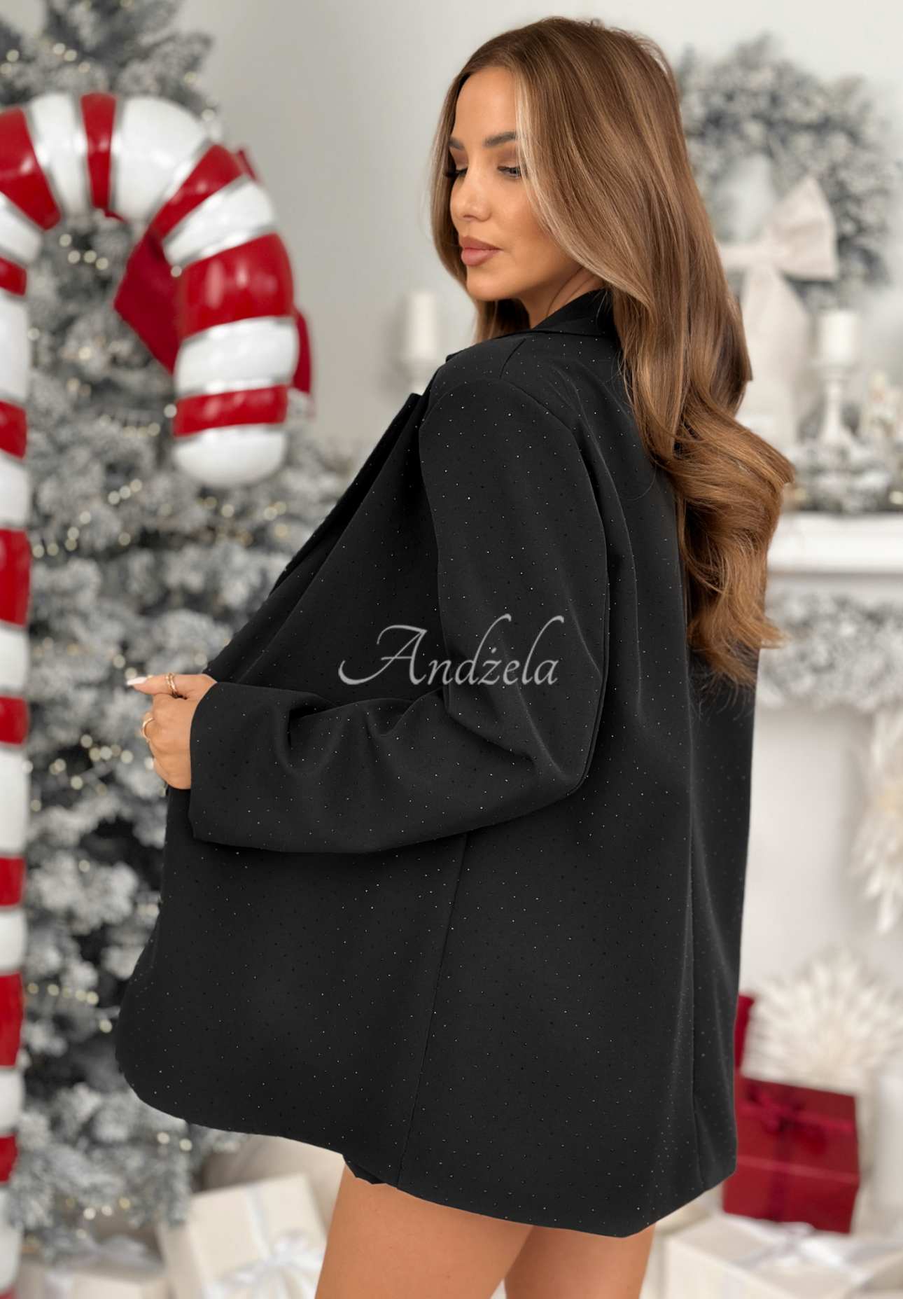 Blazer mit Kristallen Message Sent Schwarz