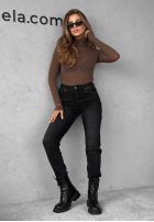 Leicht Pullover z golfem z kaszmirem Be The One Schokoladenbraun