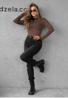 Lekki sweter z golfem z kaszmirem Be The One czekoladowy