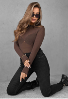 Leicht Pullover z golfem z kaszmirem Be The One Schokoladenbraun