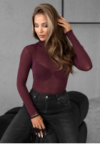 Leicht Pullover z golfem z kaszmirem Be The One Burgunderrot