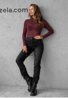 Leicht Pullover z golfem z kaszmirem Be The One Burgunderrot