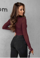 Leicht Pullover z golfem z kaszmirem Be The One Burgunderrot