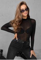 Leicht Pullover z golfem z kaszmirem Be The One Schwarz