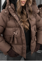Krótka pikowana Jacke z kapturem Sister Winter Schokoladenbraun