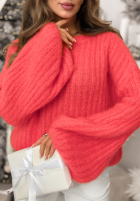 Moherowy Pullover z szerokimi rękawami Better Than Korallenrot