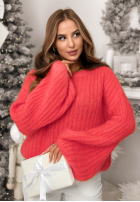Moherowy Pullover z szerokimi rękawami Better Than Korallenrot
