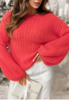 Moherowy Pullover z szerokimi rękawami Better Than Korallenrot