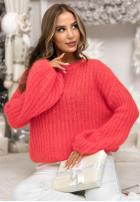 Moherowy Pullover z szerokimi rękawami Better Than Korallenrot