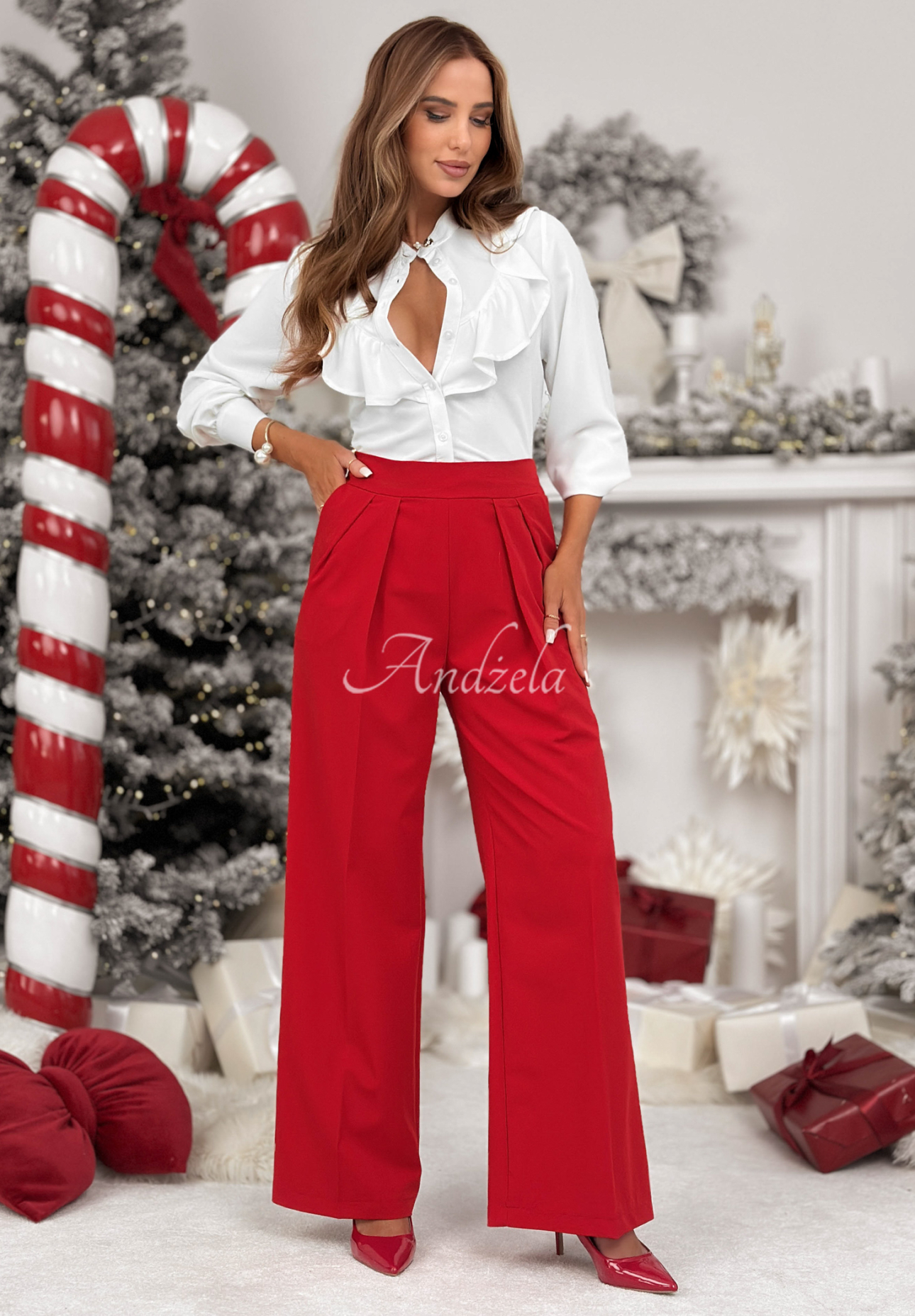 Elegante, weite Hose aus Viskose After You Left Rot