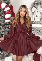 Błyszcząca Kleid mini z paskiem Never Texted Back Burgunderrot