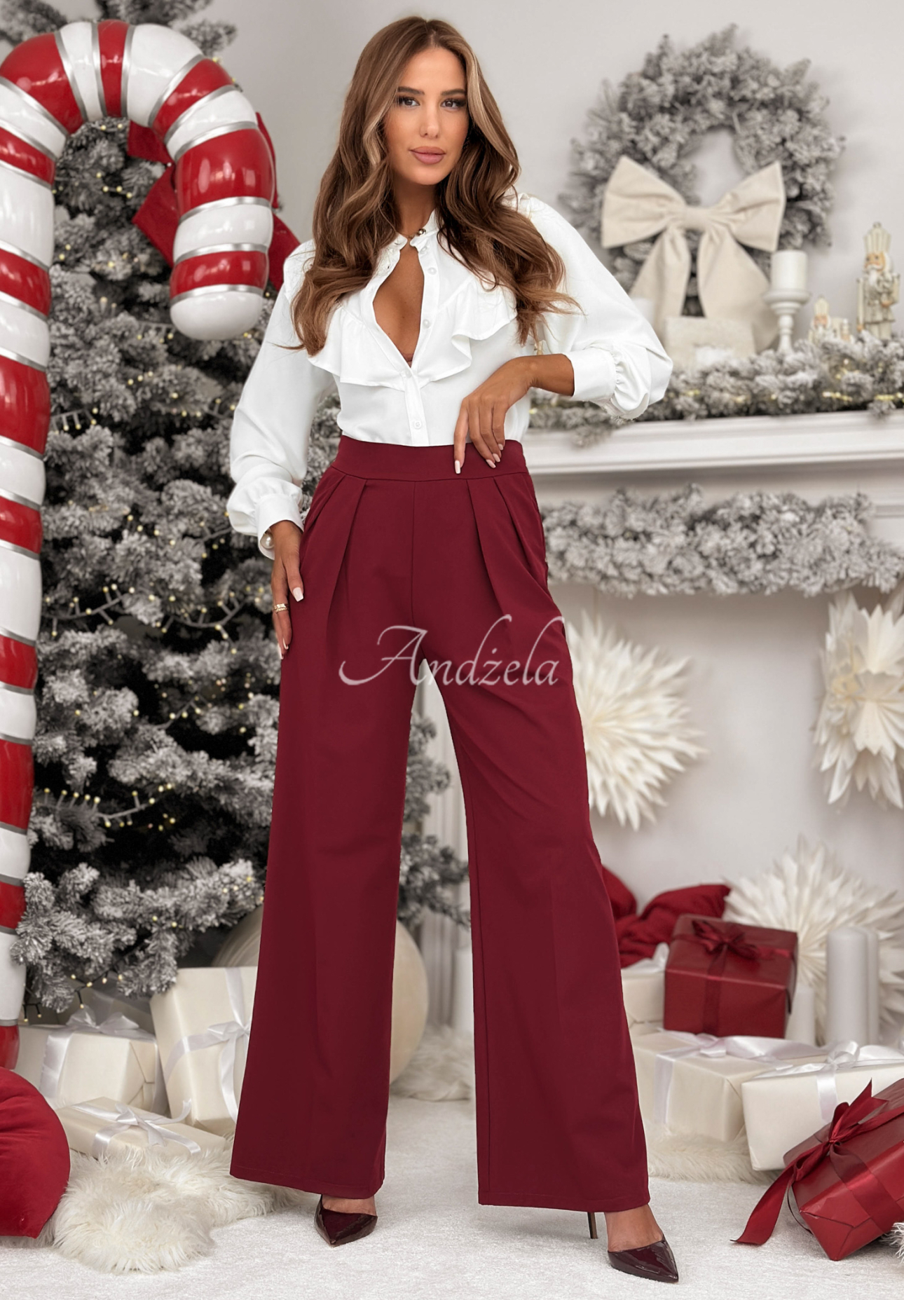 Elegante, weite Hose After You Left Burgund