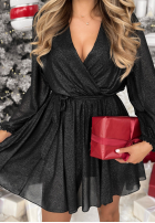 Błyszcząca Kleid mini z paskiem Never Texted Back Schwarz