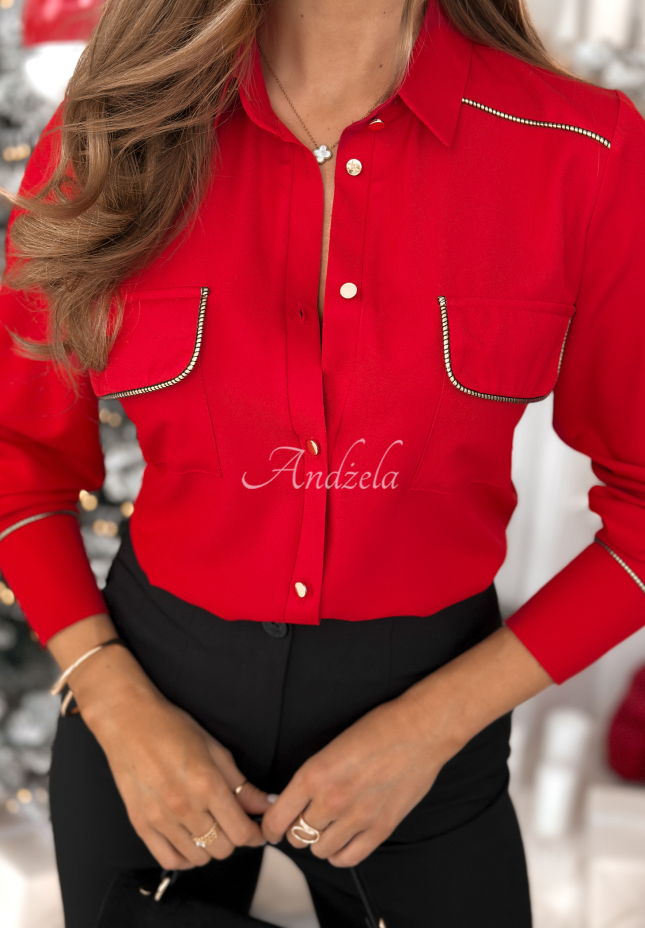 Viskosehemd mit Taschen Advent Calendar Rot