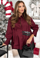 Długa Hemd tunika z paskami Can Only Be Burgunderrot