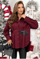 Długa Hemd tunika z paskami Can Only Be Burgunderrot